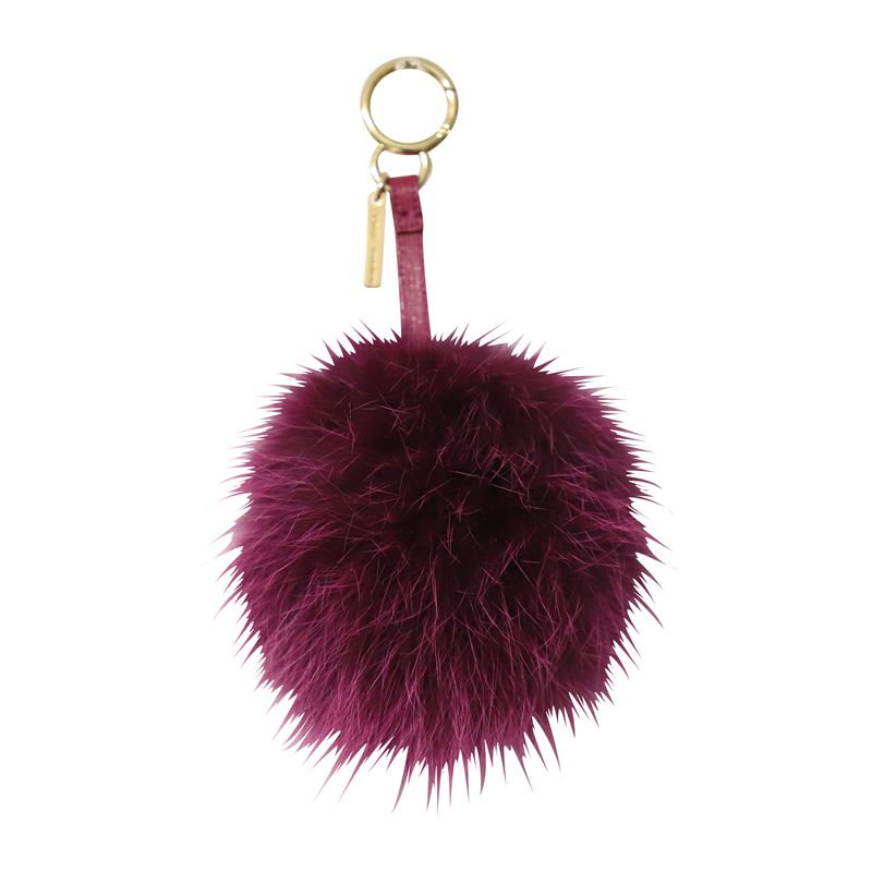 Fendi Pom Pom Bag Charm In Purple Fur
